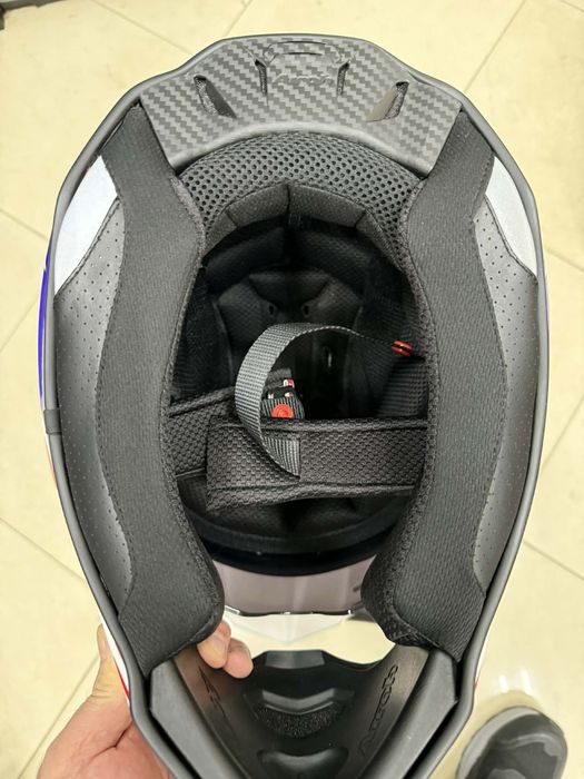 Мото каска, Airoh, Commander, Гланцово покритие, Бяло/Синьо, Размер L