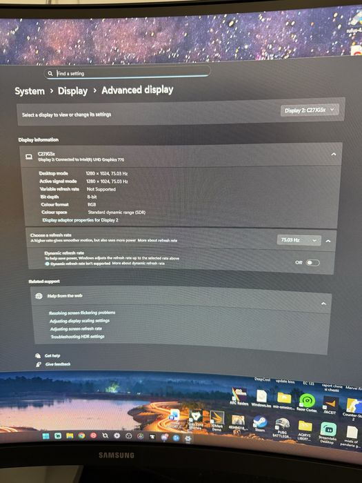 Monitor samsung c27jg50 2k Curbat 27” 144hz.