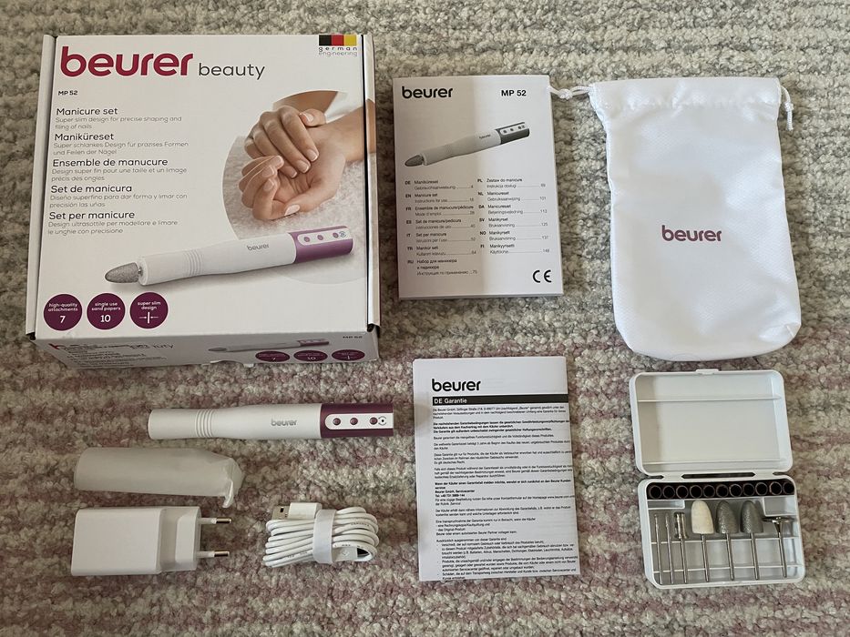 Уред за маникюр и педикюр Beurer с 7 приставки и калъф за съхранение