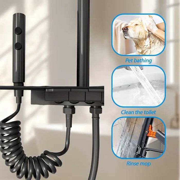 Луксозна Душ система с термостатен смесител 4 функции пиано бутони