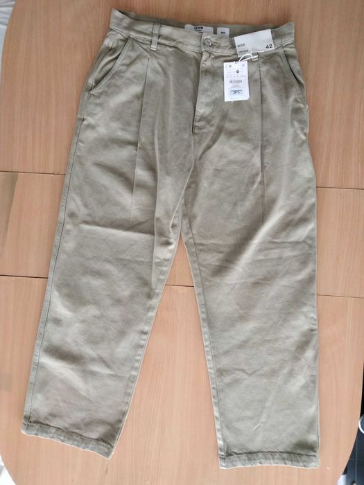 Blugi barbati Bershka wide leg noi M bej 2024