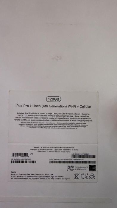 Apple iPad Pro 11 M2 chip 128Gb WiFi+5G “Silver” A1234