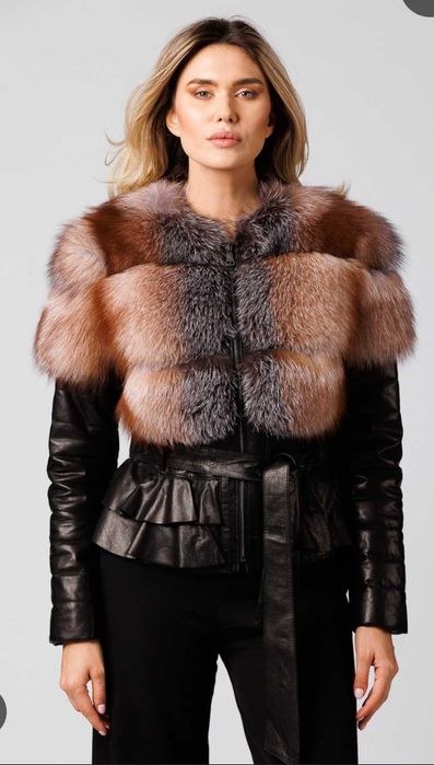 Haina de piele și blana naturala vulpe