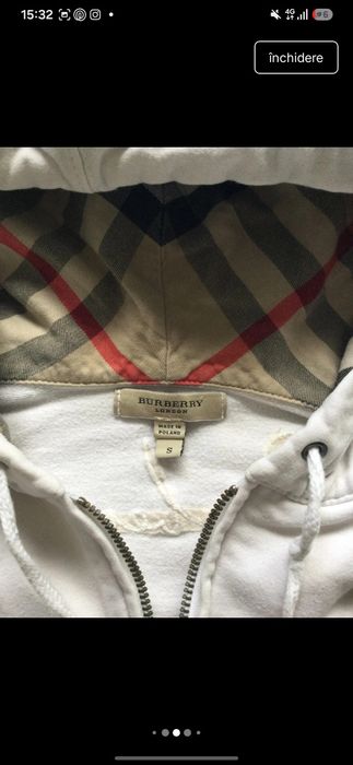 Bluza burberry alba marime s