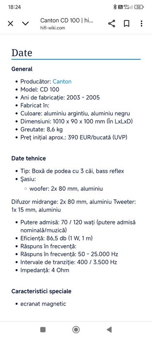 Boxe de podea 3 căi /3 way Heco Metas 700 Canton CD 100