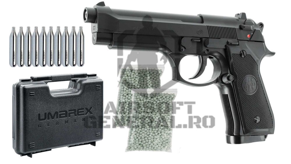 Set/Pachet Airsoft Beretta MOD .92 FS NBB + 1000 Bile + 10 CO2 + Cutie