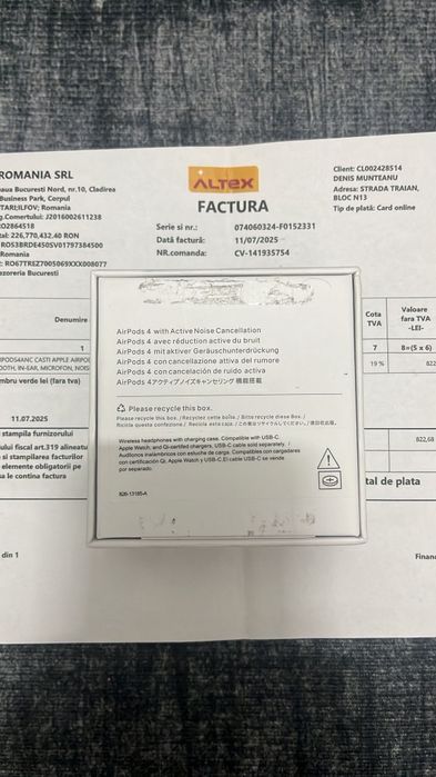 Căști Airpods 4 cu ANC sigilate