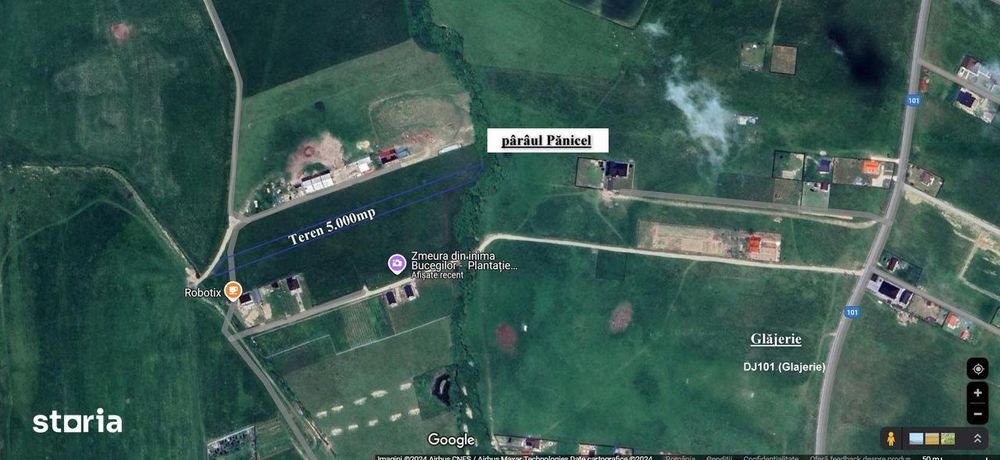 Teren cu panorama superba și pârâu, în Râșnov, zona Pănicel - Glăjerie