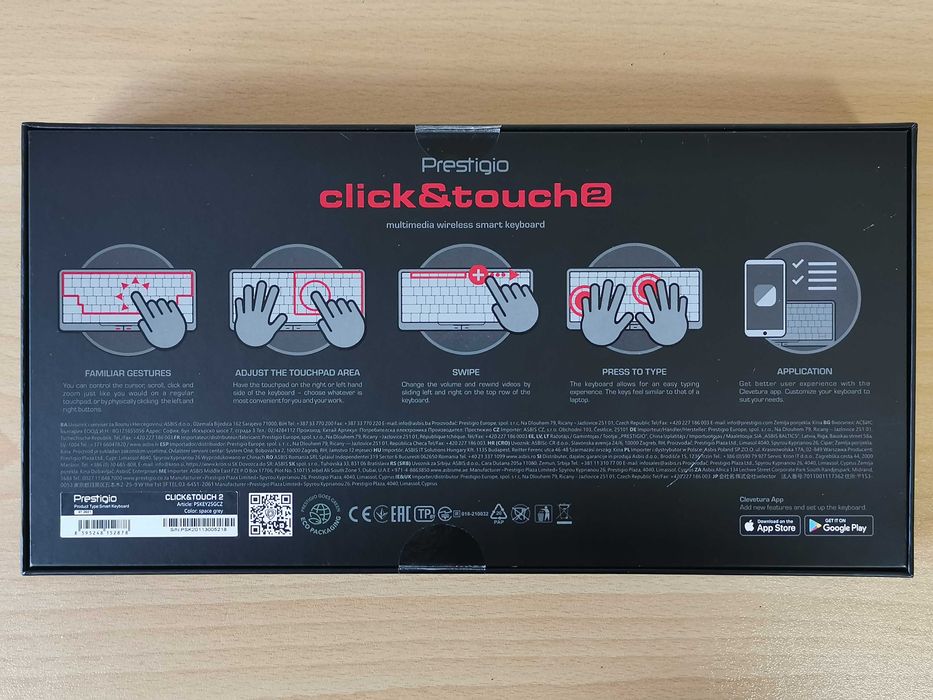 Безжична клавиатура с вградена тъч мишка Prestigio Click&Touch 2