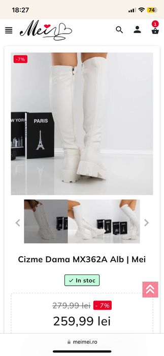 Cizme albe piele dama