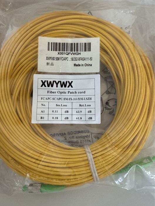 Cablu fibra optica patch 50m mono XWYWX SC LC ST FC - SM-DX-3.0-LSZH