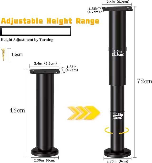 pachet de 7 seturi Picioare trapezoidale pentru masă metalice si mobila din lemn