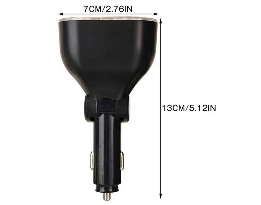 Разклонител за запалка 12V/24V с волтметър, 2 гнезда и QC 3.0 USB