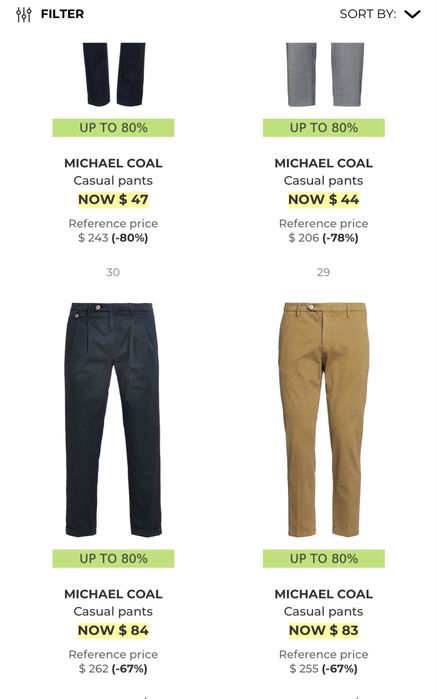 Мъжки памучен  панталон MICHAEL  COAL . Размер 34