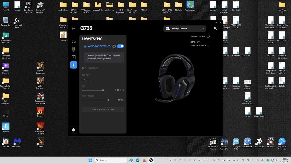 Casti Gaming Logitech G733 wireless, RGB in stare foarte buna