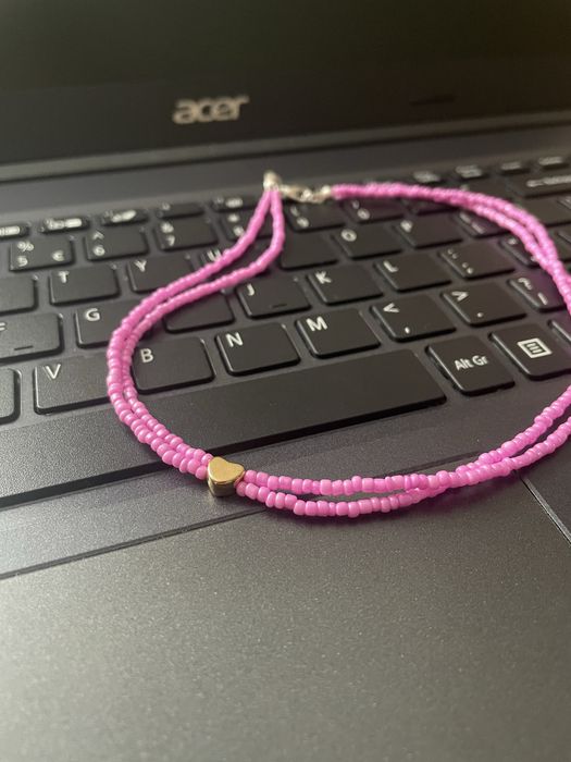 Colier handmade pink heart