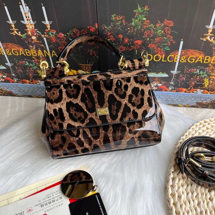 Geanta Dolce Gabbana Sicily leopard, 20 cm, Premium