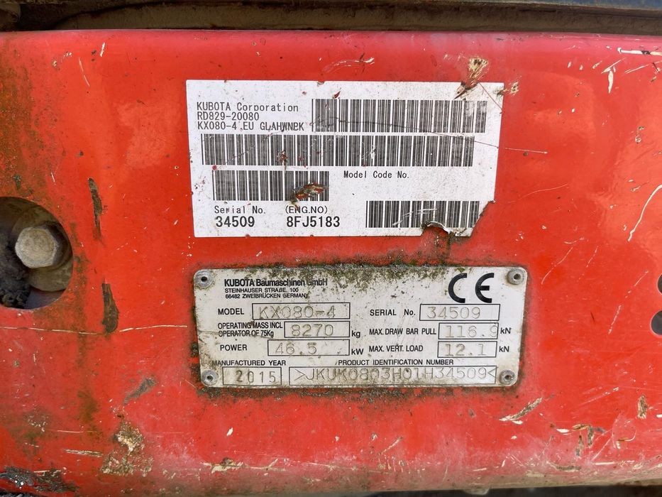 Kubota kx 080-4  an 2015 !