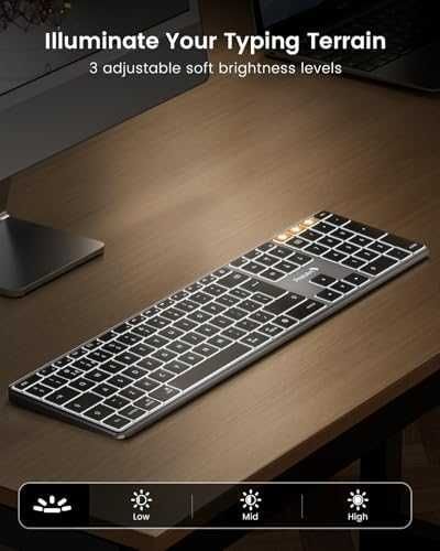 Нова Пълноразмерна Bluetooth клавиатура с LED подсветка Mac устройства