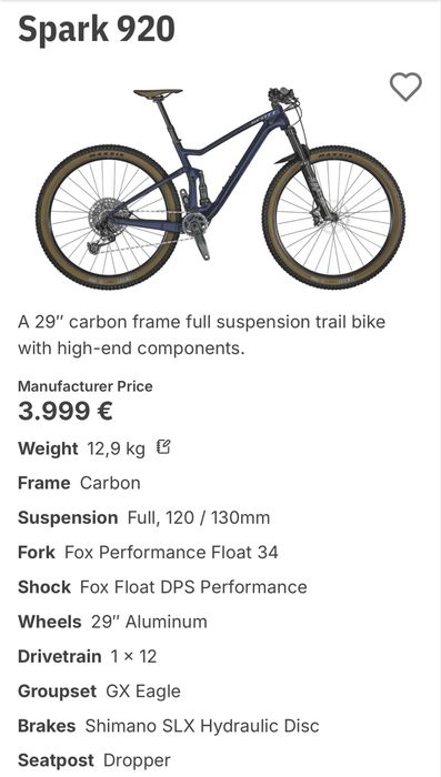 2022 Scott Spark 920 AXS - карбонов XC велосипед 12.4kg.