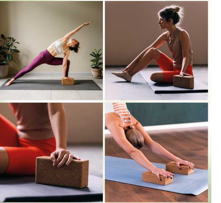 Set de 2 blocuri de yoga ALPIDEX ecologice, sustenabile plută naturală