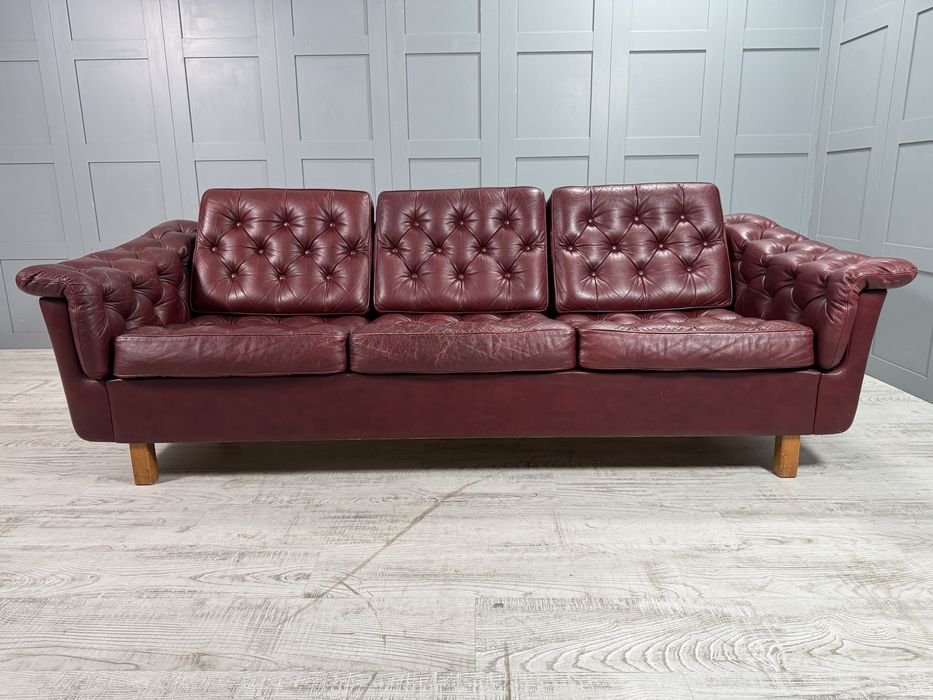 Винтидж диван 3-ка естествена кожа Р473