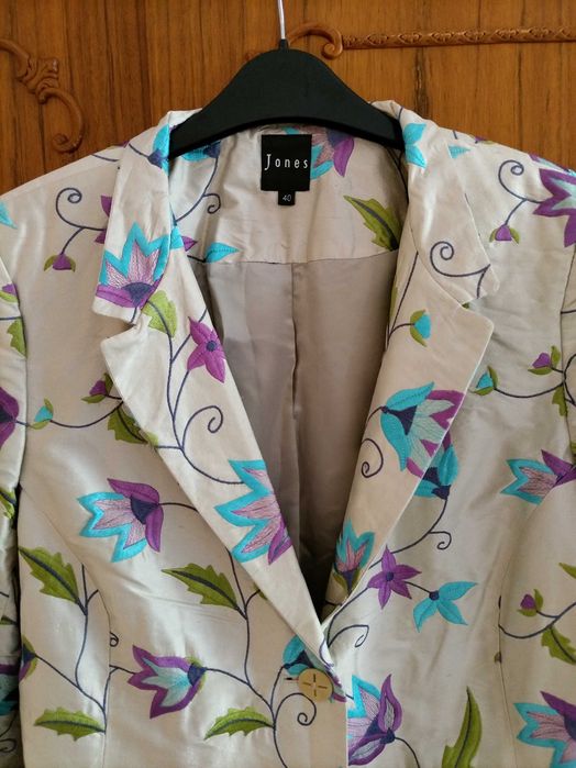 Sacou din matase brodata cu imprimeu floral, Jones, nou, mar 40-M