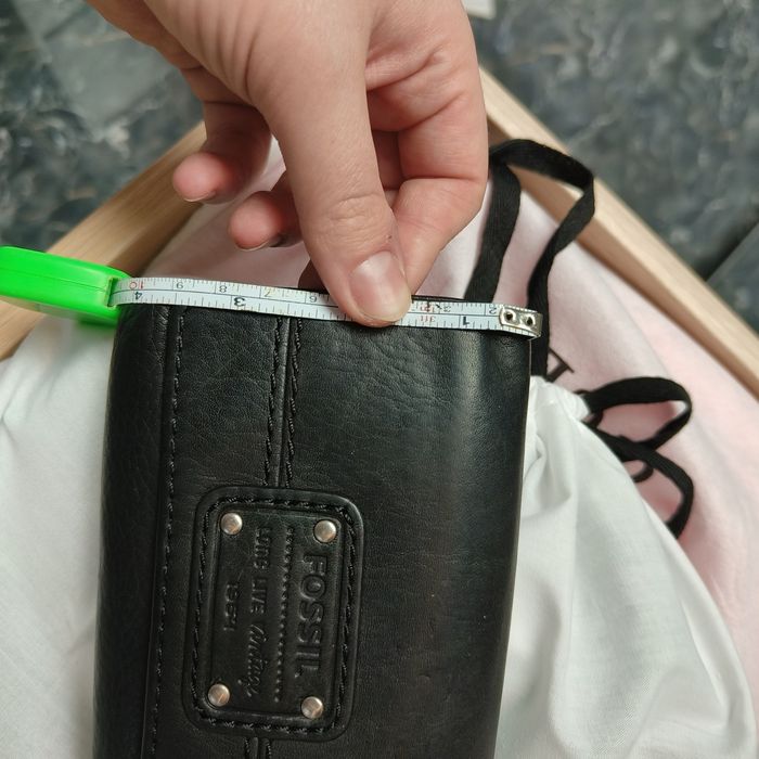 Portofel Fossil  & toc ochelari piele negru/taupe