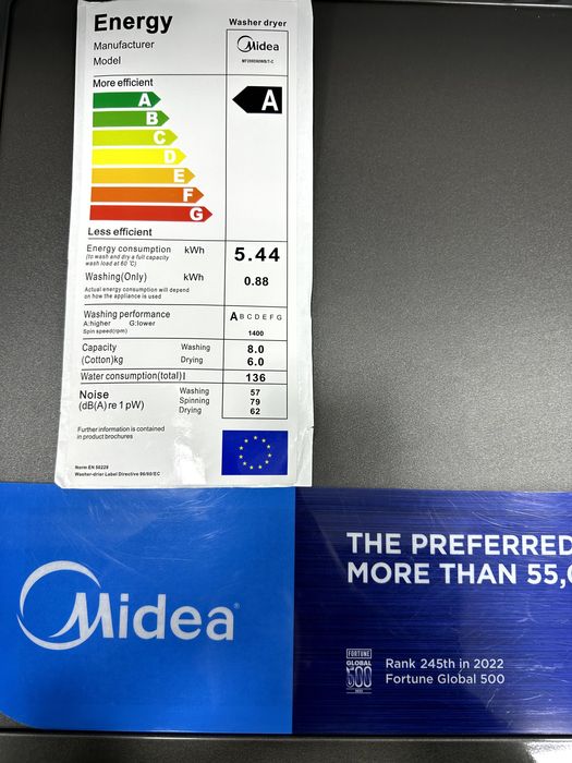 Стиральная, сушильная машина Midea MF200D80WB. Бесплатная доставка!