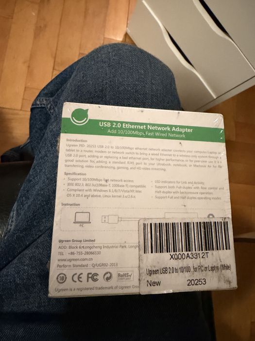 Cablu USB-LAN 2.0 Ugreen 2053 alb nou sigilat in cutie!
