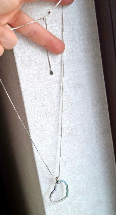 Сребърно колие със висулка сърце - модел на ПАНДОРА