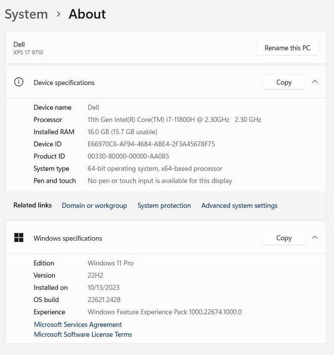 Dell XPS 9710 RTX 3050