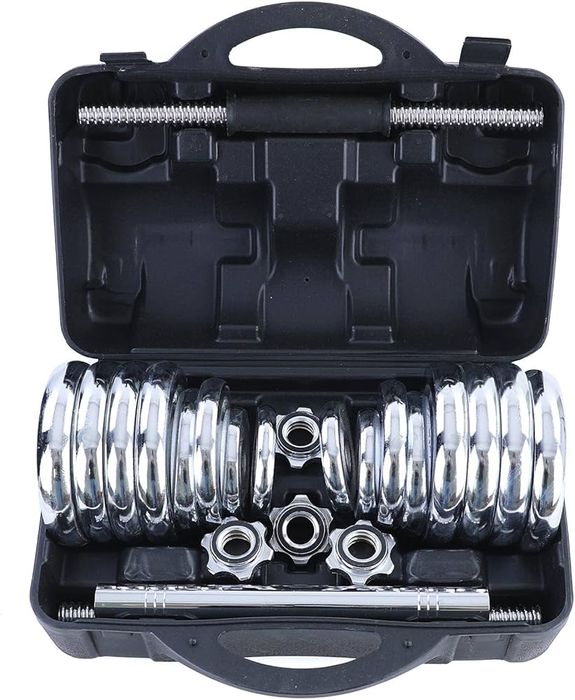 Набор гантелей, штанга, хром, чугун 30кг Gantel