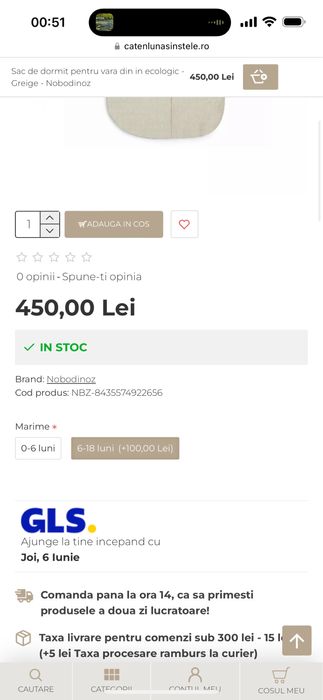 Sac de dormit bebelus , din IN