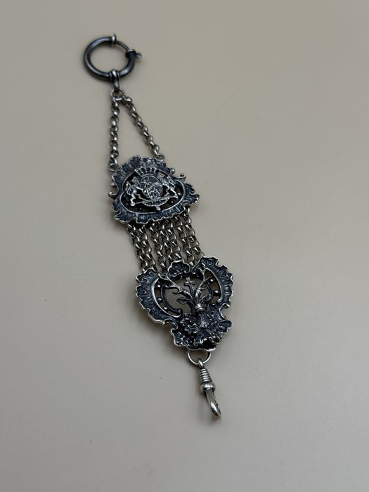 Lant ceas de buzunar din argint chatelaine