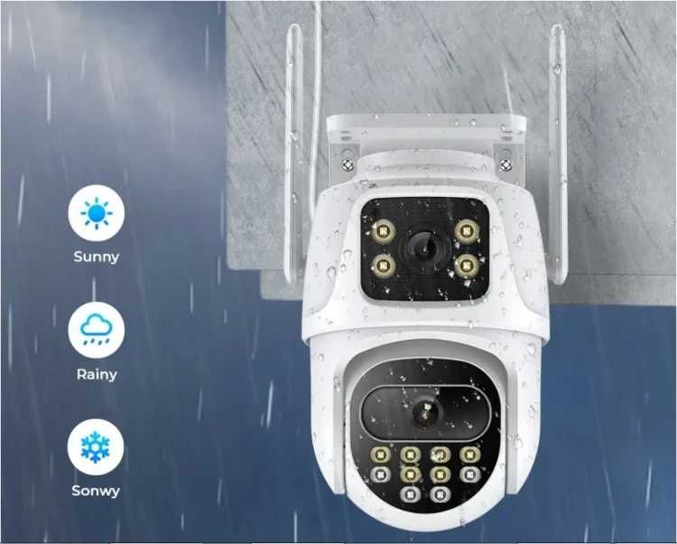 ICSEE 6MP безжична PTZ куполна камера с двоен обектив, аларма цветна