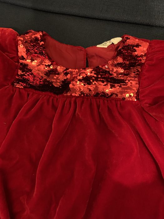 Rochie catifea fetite craciun rosie 4-5 ani, 110 cm