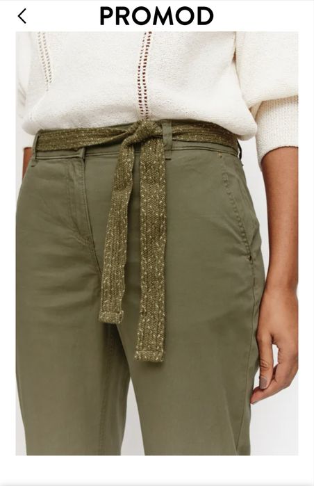 Брюки женские от бренда Promod, цвет хаки, прямой крой средняя посадка