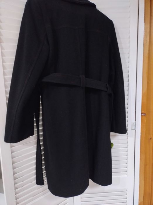 Palton lână negru cu rosu