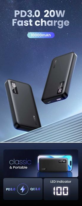 Ugreen PB311 mini Power Bank 10000mAh PD 20W + 22.5W QC3.0 iPhone 16