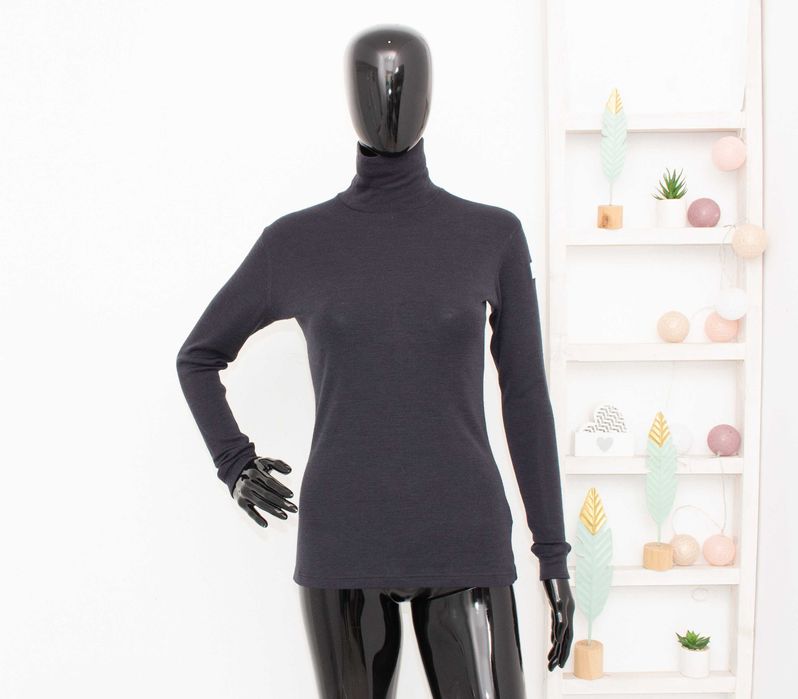 Janus дамска блуза от мериносна вълна сива поло яка термо бельо S