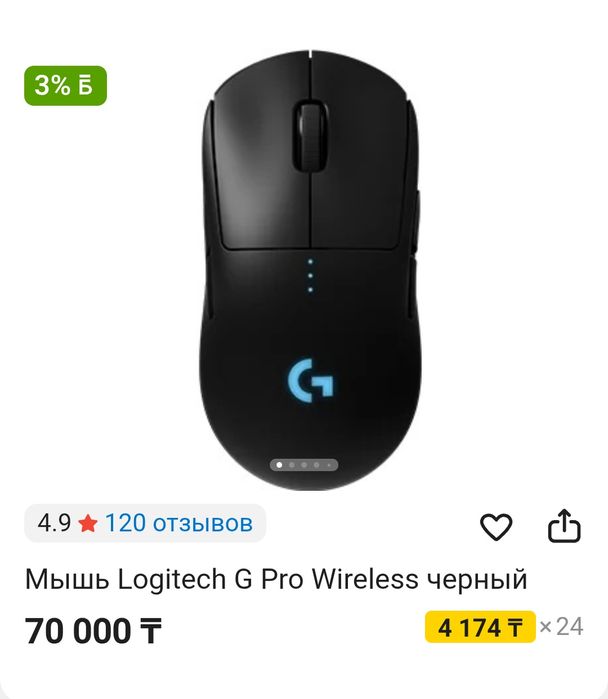 Продам Мышь Logitech G Pro Wireless черный