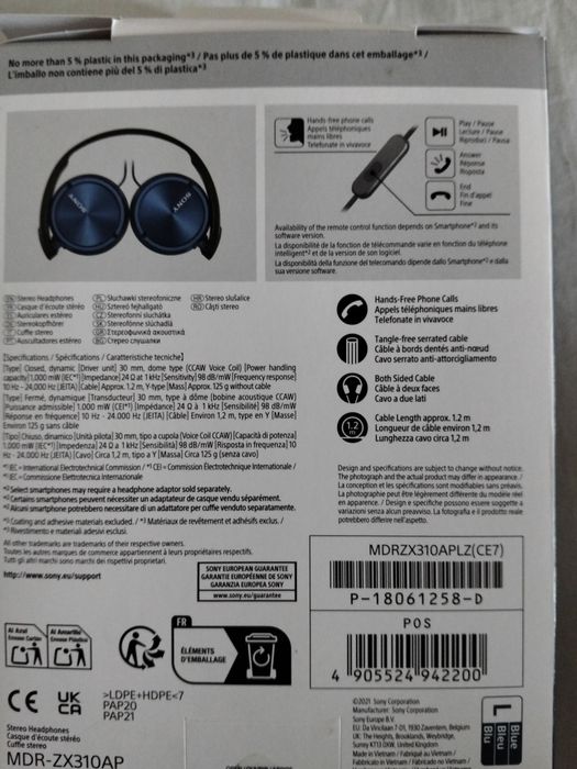 Căști Sony ,cu mufă jak