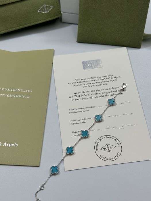 Brățară MINI Van Cleef & Arpels 5 motifs White Gold 750 Turquoise