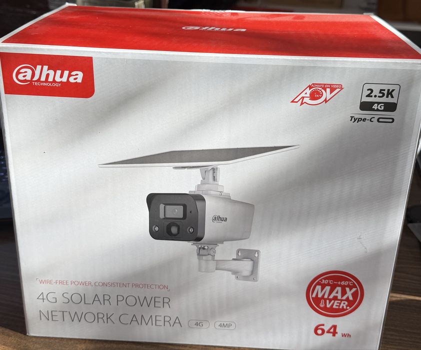 Cameră supraveghere Dahua 4G Panou Solar 4MP – Nouă, sigilată