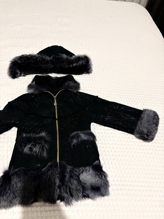 Дубленка детская белая, черная