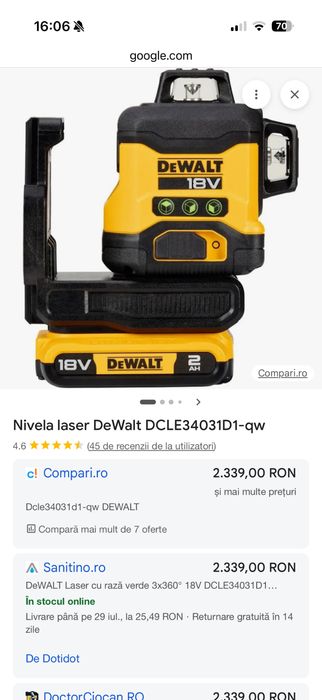 Nivelă Laser Dewalt 18V XR verde