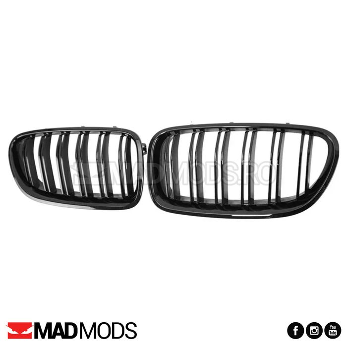 Set grile duble M BMW Seria 5 F10 F11 M5 2010-2017, Negru Lucios