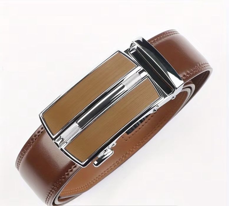 Комплект 2 мъжки колана от естествена кожа с автоматична катарама