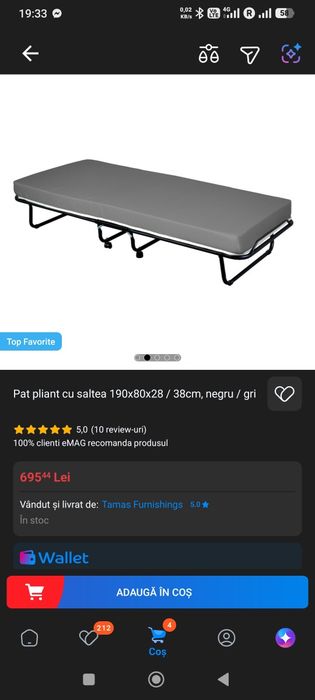 Vând pat pliant cu Saltea